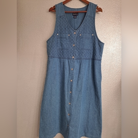 Vintage Blue J. Denim Midi Dress   Size L - Picture 10 of 12